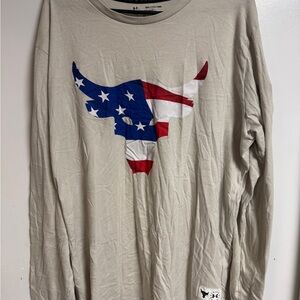 Under Armour Men's Beige Long Sleeve Shirt with Patriotic Graphic